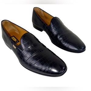 ZILLI GENUINE FULL CROCODILE LOAFERS IN BLACK